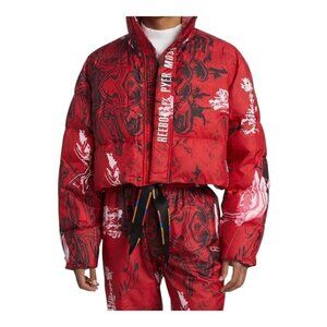 PYER MOSS x REEBOK Cropped Red Puffer Parka Streetwear Jacket Coat Mens XL